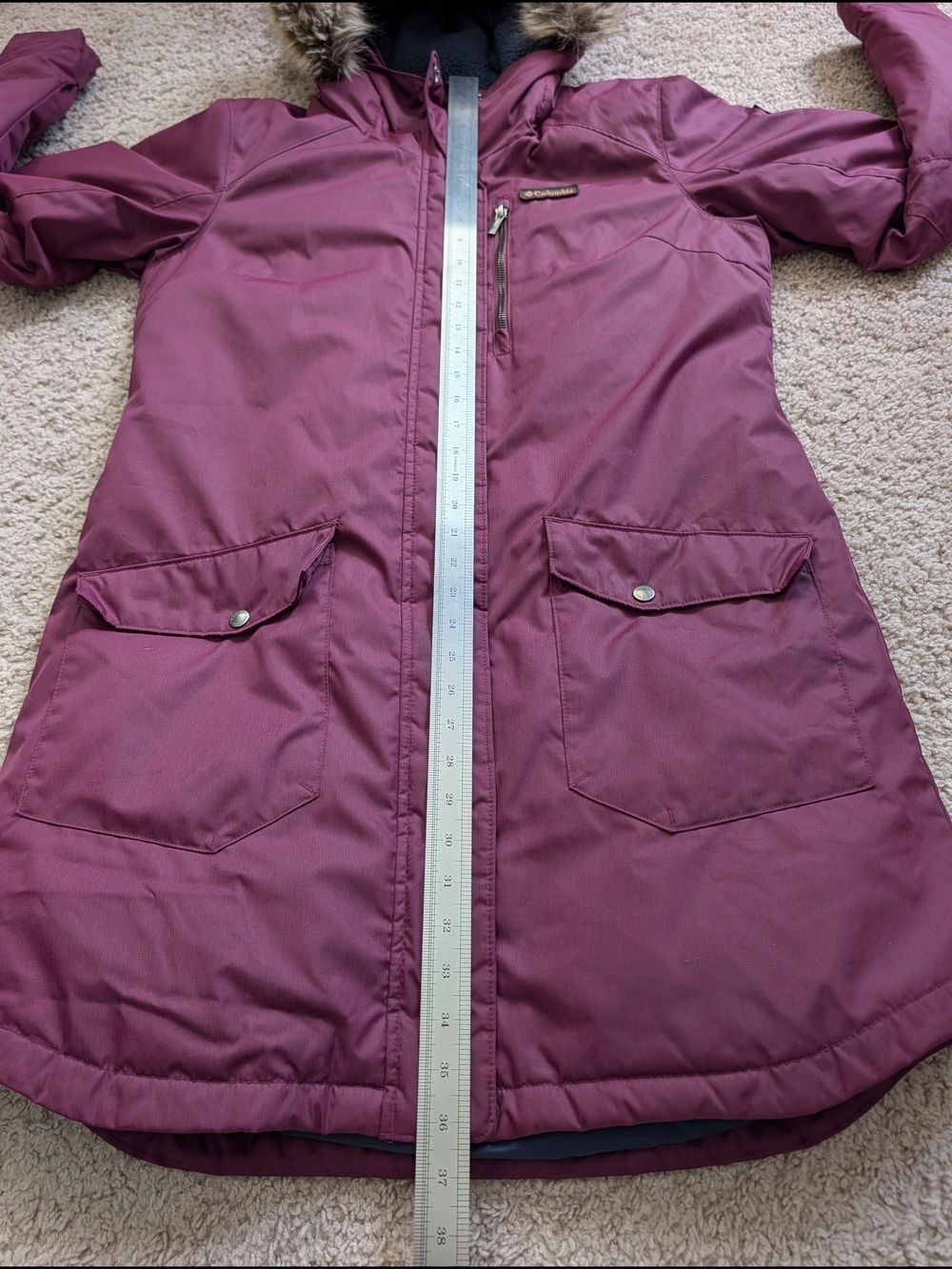 Columbia Womens Plum Purple Suttle Mountain Long Insulated Jacket Size Large - Picture 15 of 16